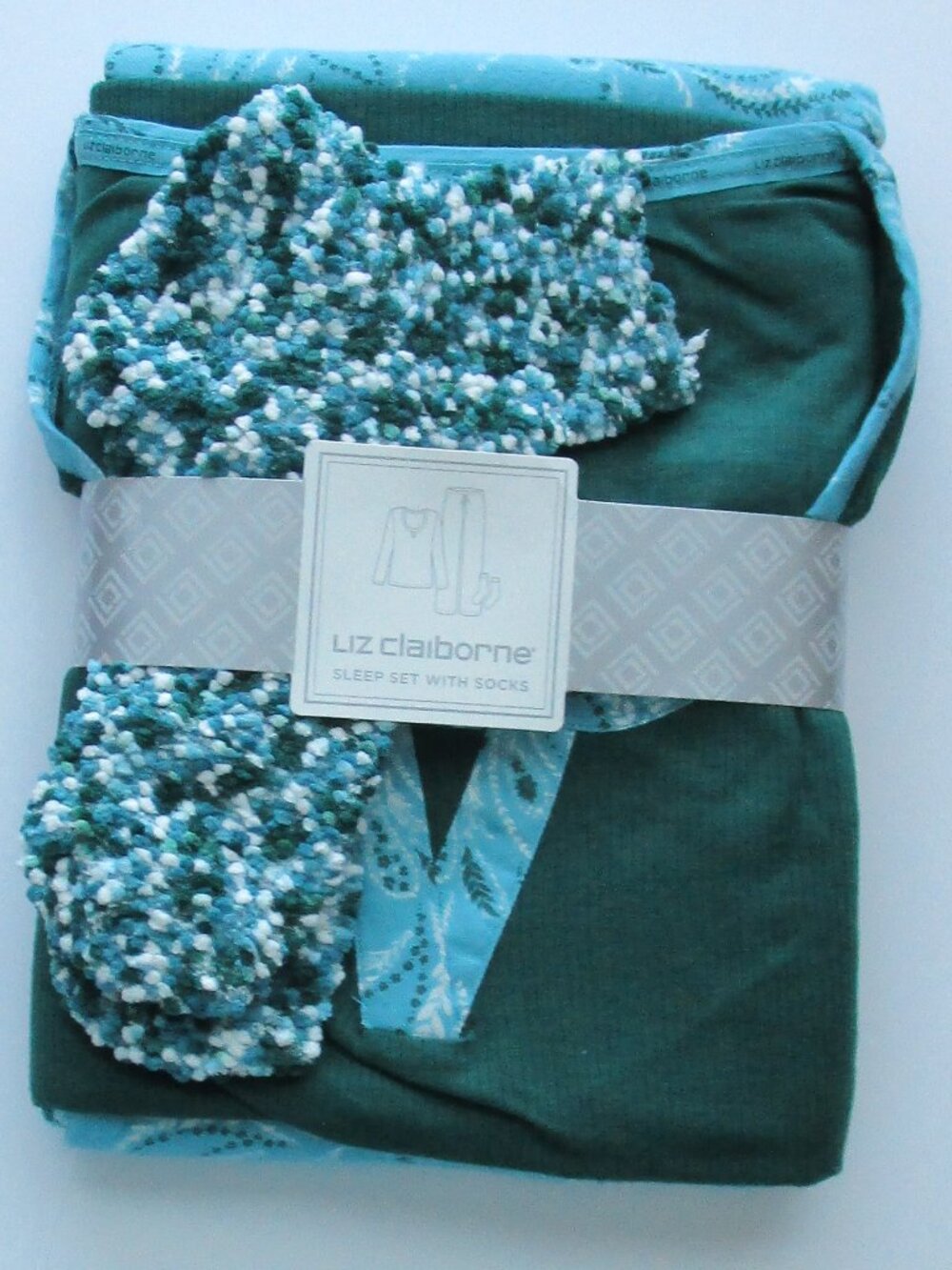 Liz Claiborne 3-pc Pajama Set - green paisley print